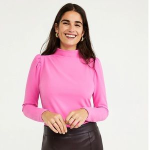 Mock Neck Puff Sleeve Top